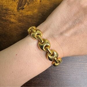 Gold Puffy Mariner Link Bracelet 7.25 Inch